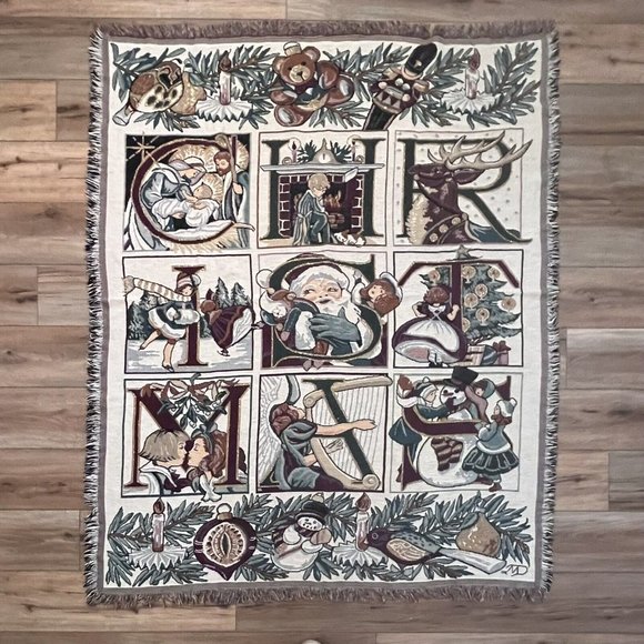 Unbranded Other - Christmas Holiday Woven Throw Tapestry Blanket 55x67 inch Santa Religious